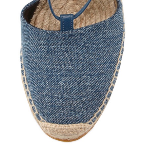NIB SAINT LAURENT BLUE DENIM WEDGE ESPADRILLE SIZE 39 - Picture 3 of 11